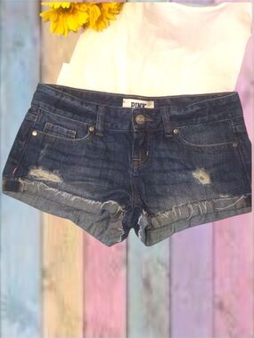 Victoria’s Secret Pink Distressed Raw Cuffed Hem Jean Shorts
